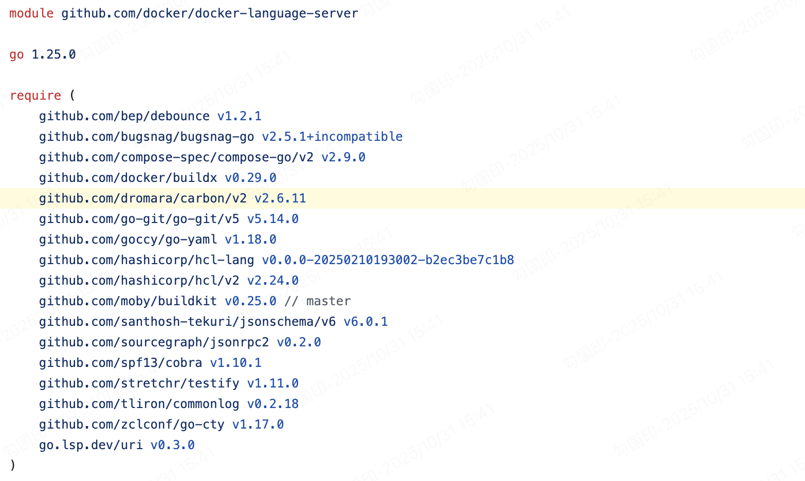 Docker 组织使用 Carbon 的截图